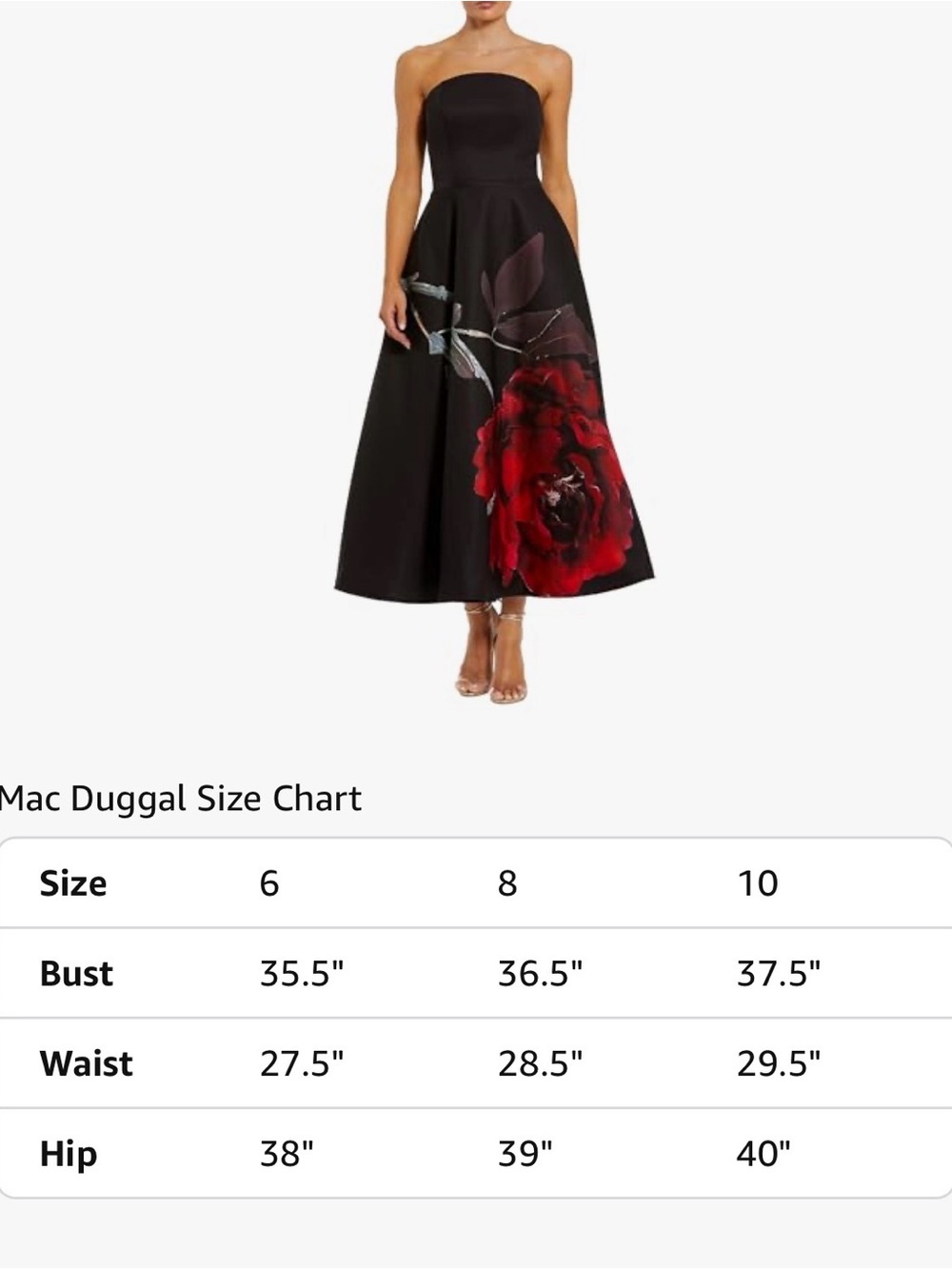 Mac Duggal Strapless Black Gown with Red Floral Accent - Picture 16 of 16